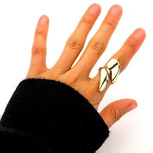 Gold or Silver Metal Teardrop Dome Cocktail Ring